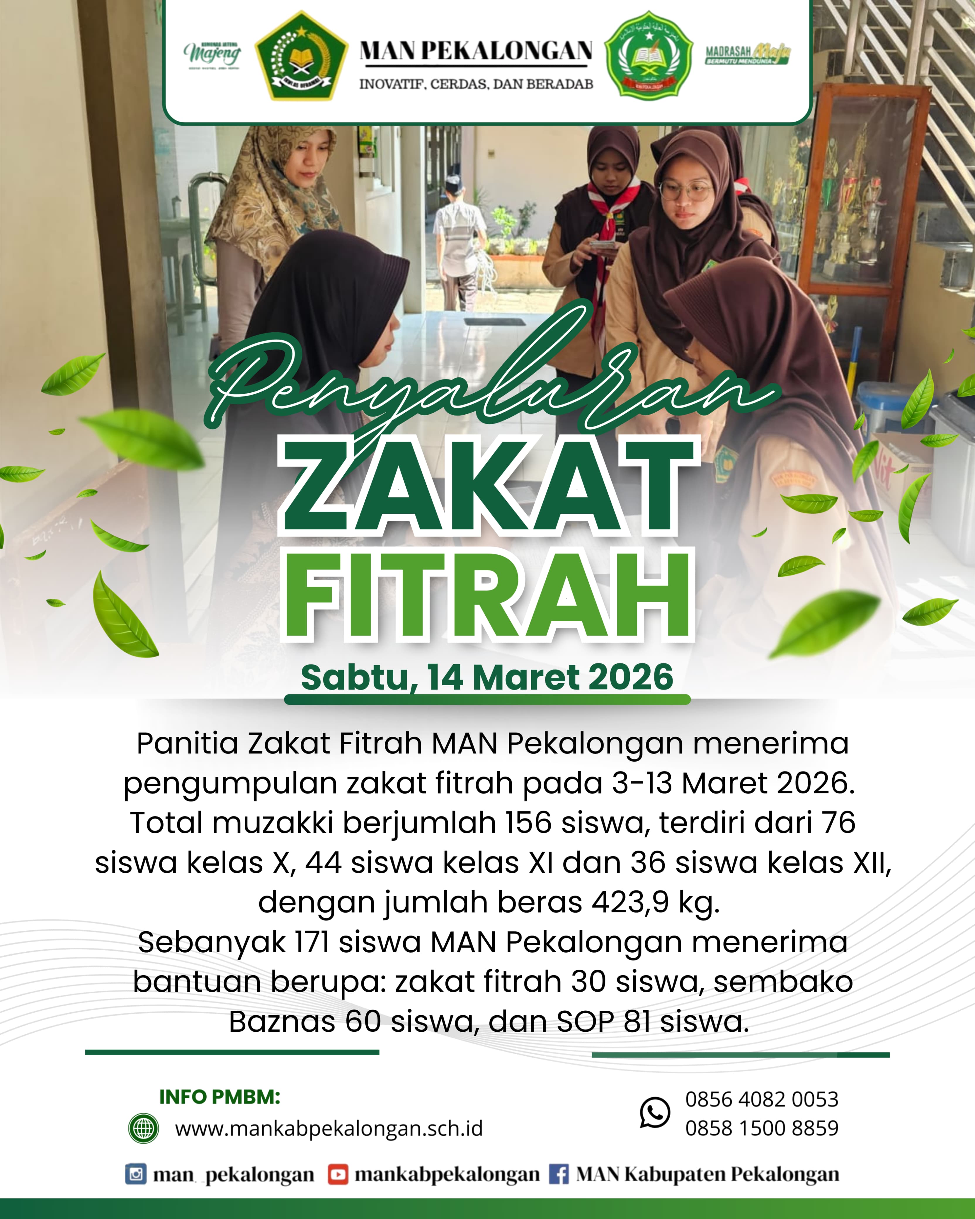 MAN Pekalongan Menyalurkan Zakat Fithrah
